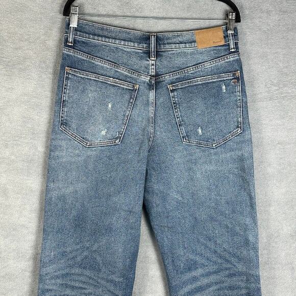Madewell Jeans Womens 28 Blue Rail Straight Kaihara Denim Cuff Stretch Pockets - Picture 4 of 14